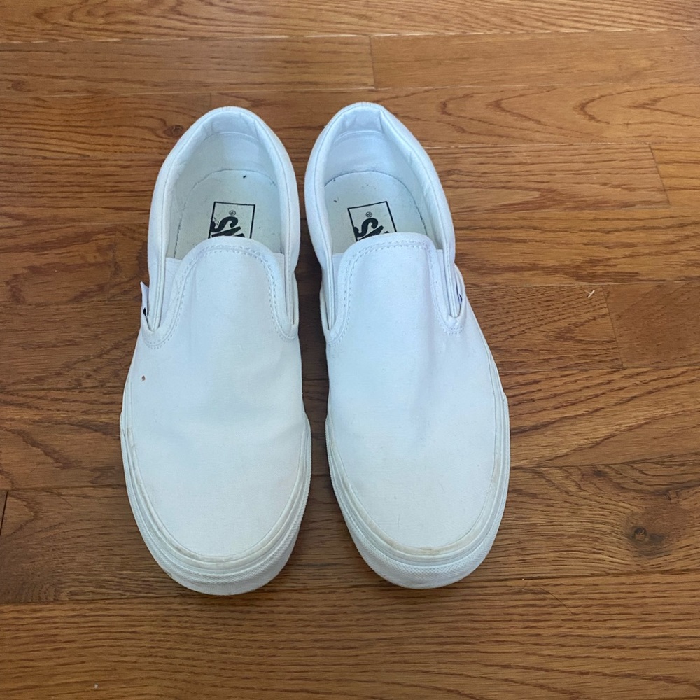 White Slip On Vans